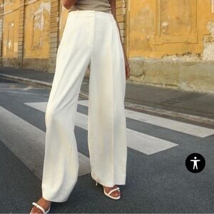 Zara NWT ecru wide leg pants with darts 7997/272
